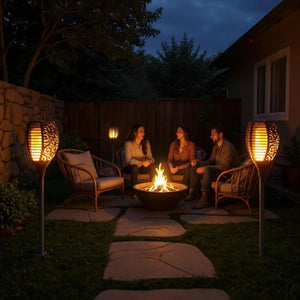 Lanterna Solare a LED SunBlaze™ con Design di Fiamme Danzanti - Illuminazione Ecologica Premium